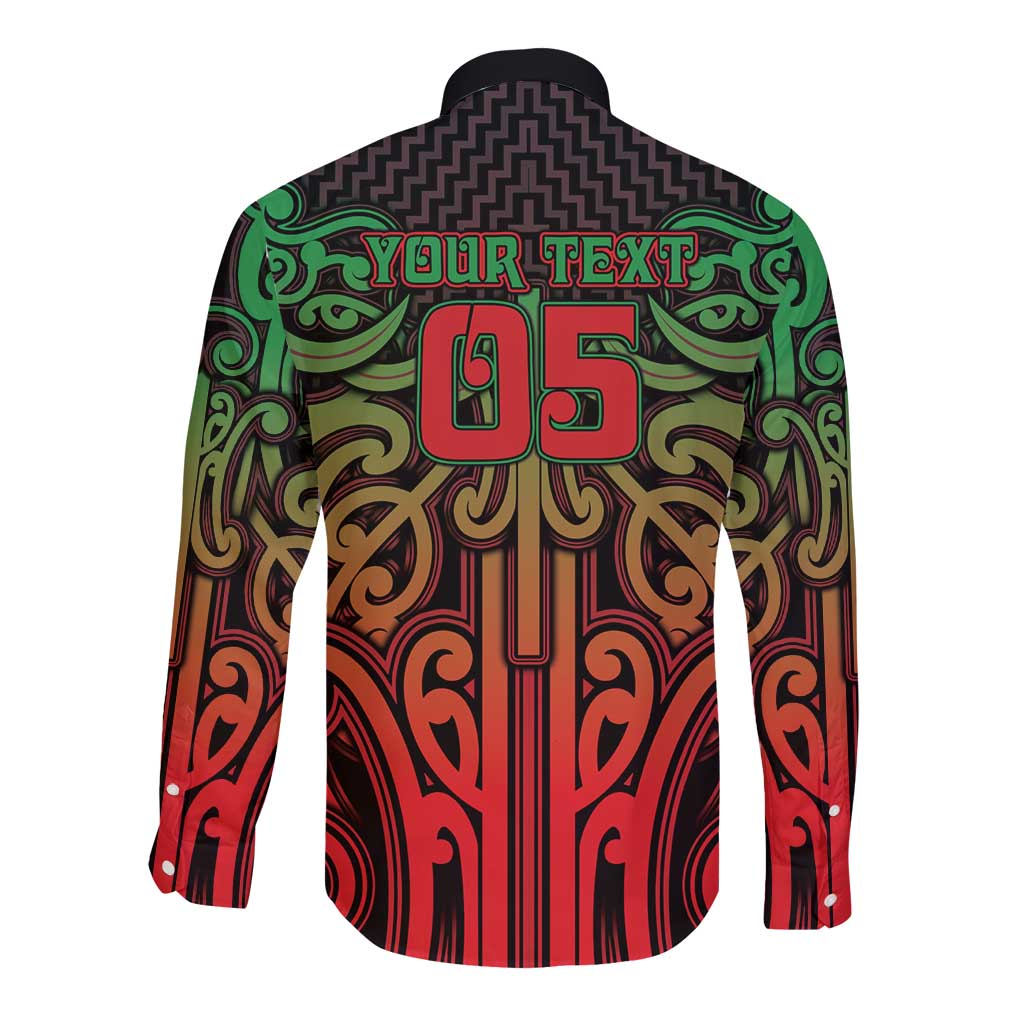 Custom Aotearoa Tuhoe Long Sleeve Button Shirt Maori Tribal Pattern Mix Poutama LT05 - Polynesian Pride