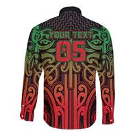 Custom Aotearoa Tuhoe Long Sleeve Button Shirt Maori Tribal Pattern Mix Poutama LT05 - Polynesian Pride