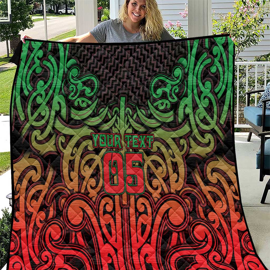 Custom Aotearoa Tuhoe Quilt Maori Tribal Pattern Mix Poutama LT05 Black - Polynesian Pride
