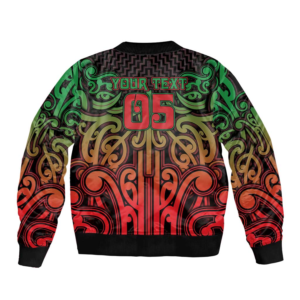 Custom Aotearoa Tuhoe Sleeve Zip Bomber Jacket Maori Tribal Pattern Mix Poutama LT05 - Polynesian Pride