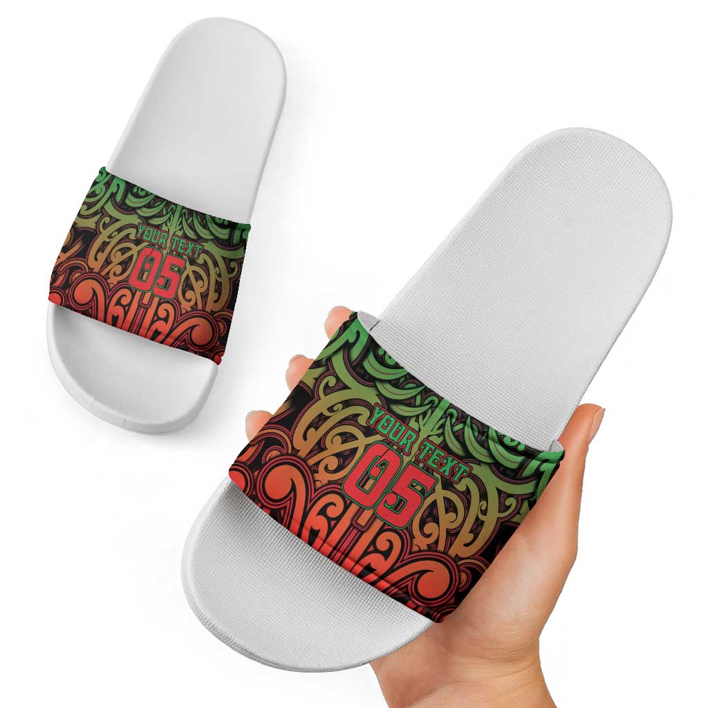 Custom Aotearoa Tuhoe Slide Sandals Maori Tribal Pattern Mix Poutama LT05 - Polynesian Pride