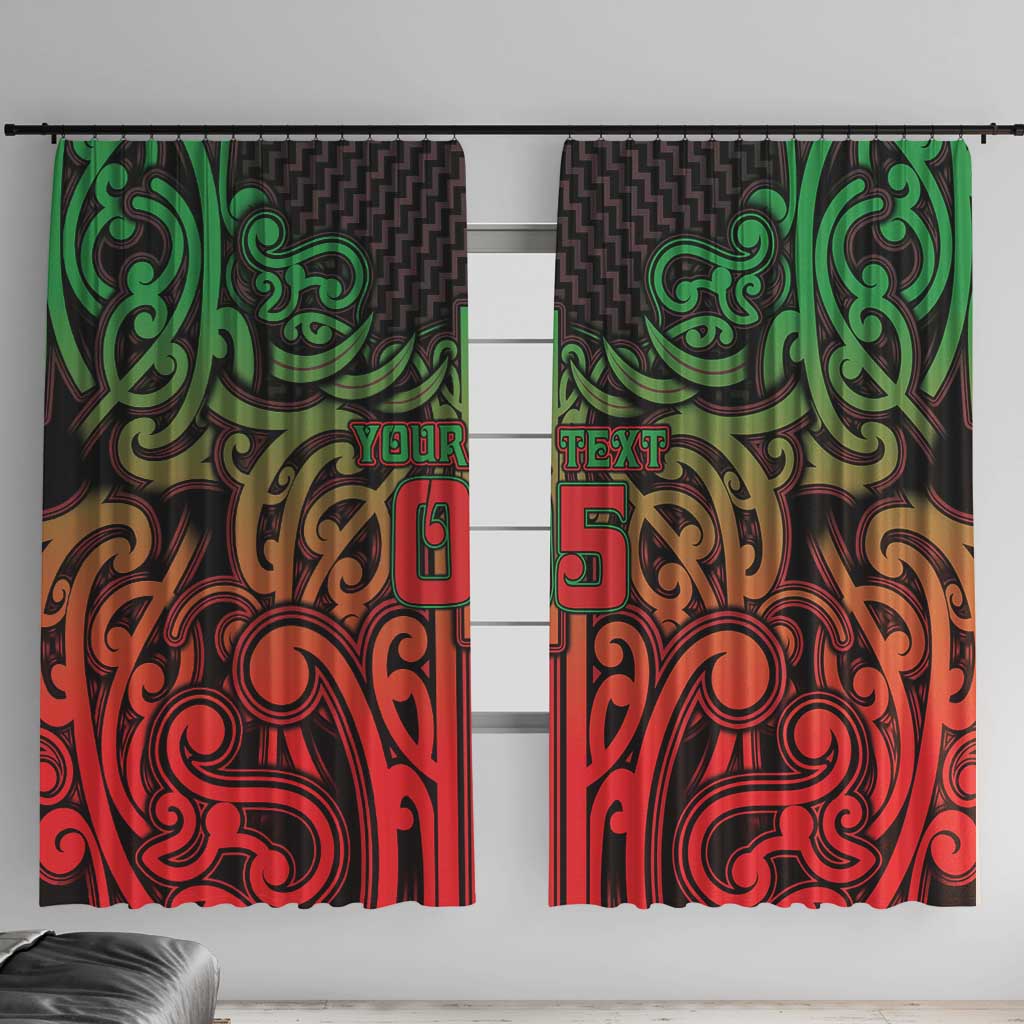 Custom Aotearoa Tuhoe Window Curtain Maori Tribal Pattern Mix Poutama LT05 With Hooks Black - Polynesian Pride