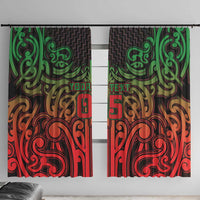 Custom Aotearoa Tuhoe Window Curtain Maori Tribal Pattern Mix Poutama LT05 With Hooks Black - Polynesian Pride
