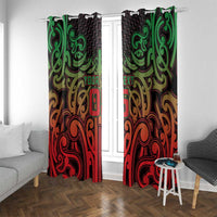 Custom Aotearoa Tuhoe Window Curtain Maori Tribal Pattern Mix Poutama LT05 With Grommets Black - Polynesian Pride