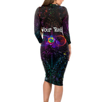 I See Your True Colors Personalised Long Sleeve Bodycon Dress Autism Awareness LT05 - Polynesian Pride