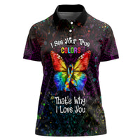 I See Your True Colors Personalised Women Polo Shirt Autism Awareness LT05 Female Black - Polynesian Pride