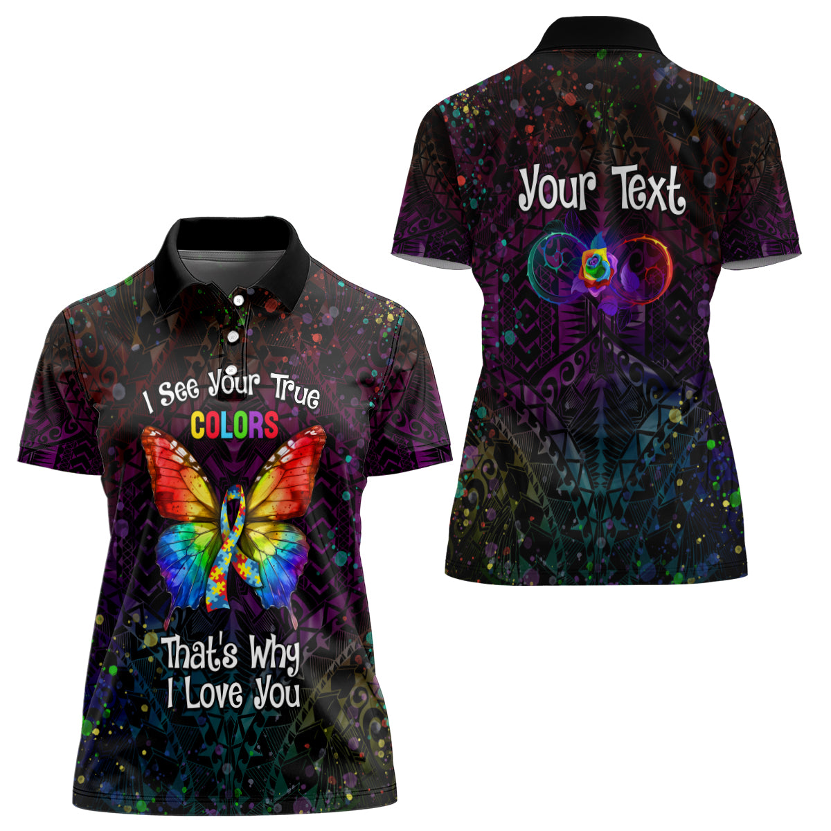I See Your True Colors Personalised Women Polo Shirt Autism Awareness LT05 - Polynesian Pride