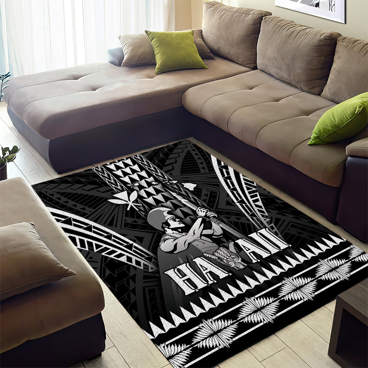 Hawaii Happy King Kamehameha Day Area Rug Kakau Pattern LT05 - Polynesian Pride