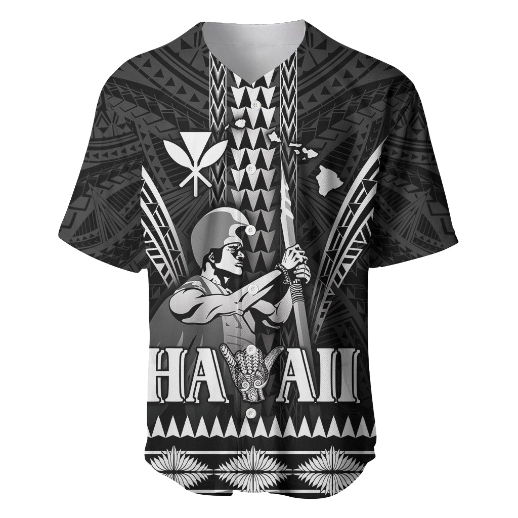 Personalised Hawaii Happy King Kamehameha Day Baseball Jersey Kakau Pattern LT05 Black - Polynesian Pride