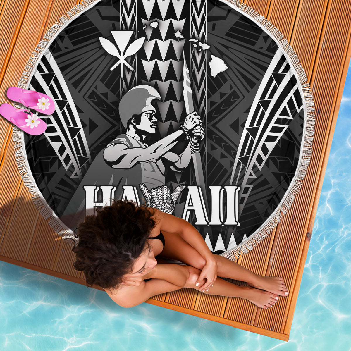 Hawaii Happy King Kamehameha Day Beach Blanket Kakau Pattern LT05 - Polynesian Pride