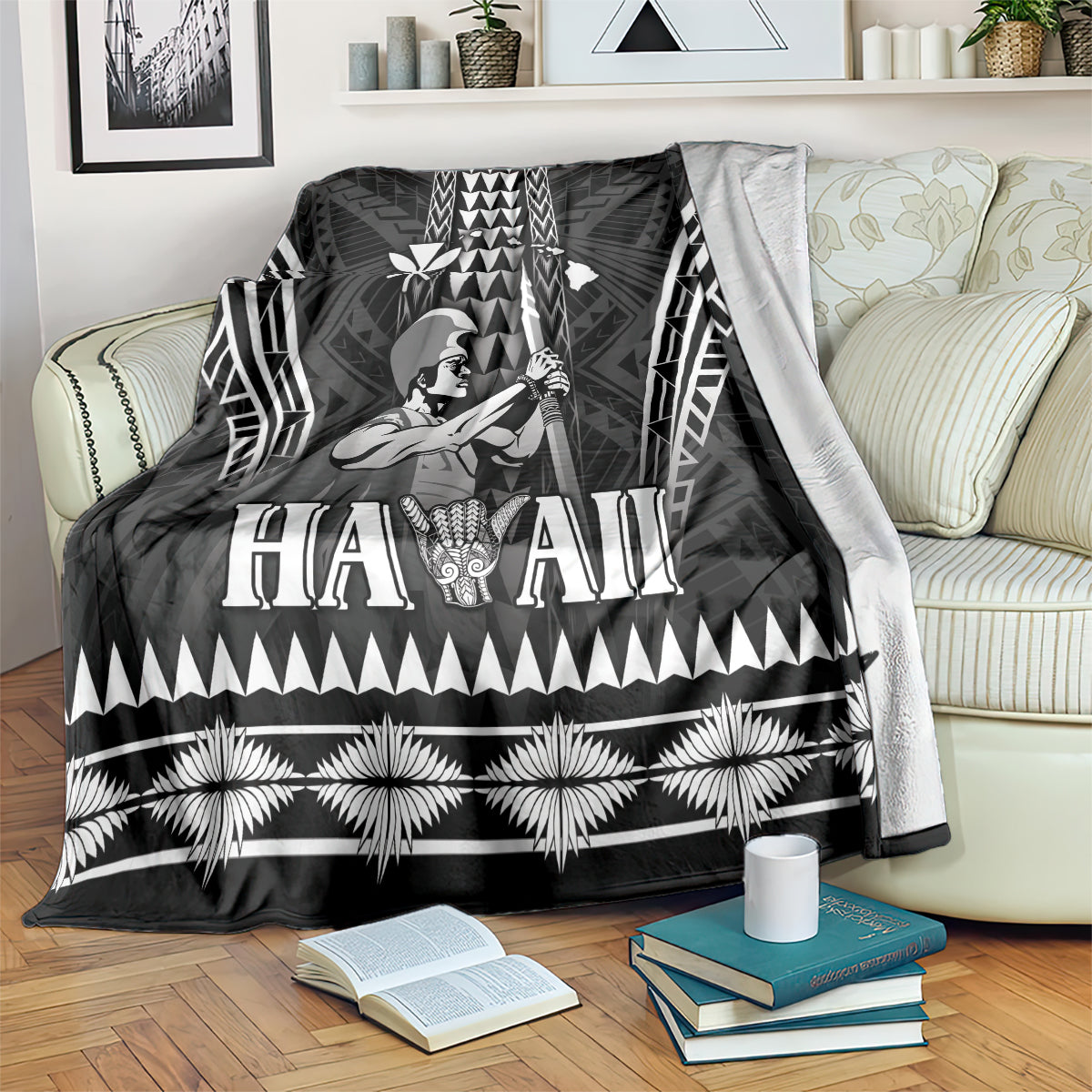 Hawaii Happy King Kamehameha Day Blanket Kakau Pattern LT05 Black - Polynesian Pride