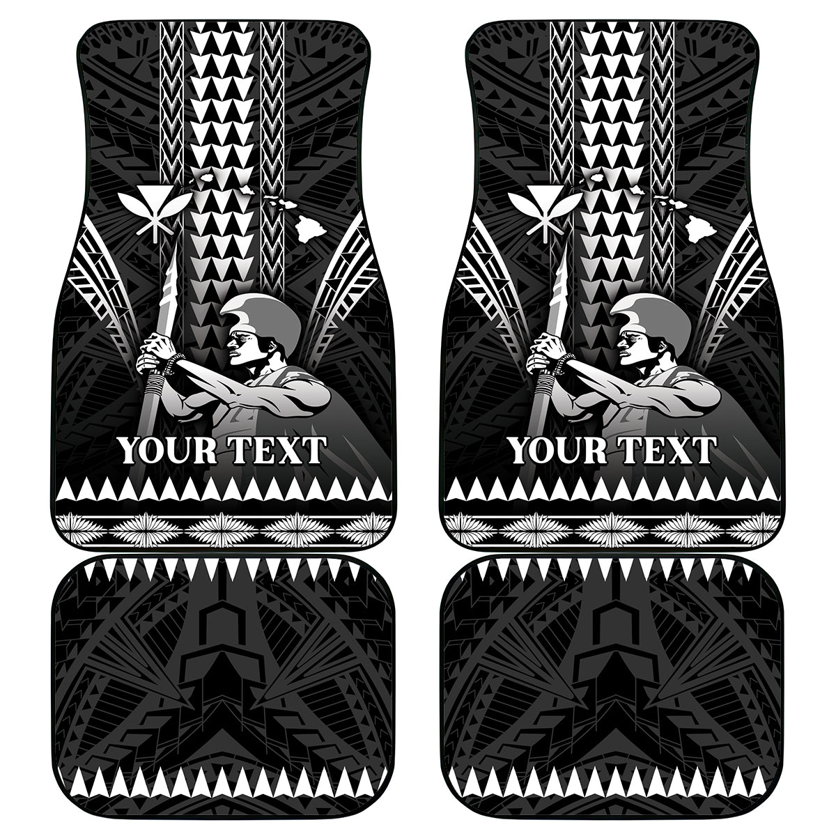 Personalised Hawaii Happy King Kamehameha Day Car Mats Kakau Pattern LT05 - Polynesian Pride