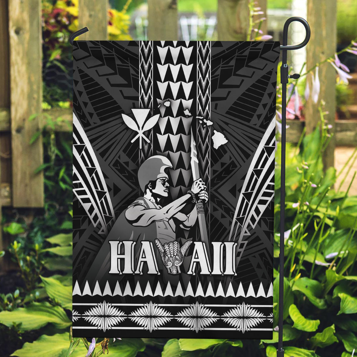 Hawaii Happy King Kamehameha Day Garden Flag Kakau Pattern LT05 Garden Flag Black - Polynesian Pride