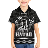 Personalised Hawaii Happy King Kamehameha Day Kid Hawaiian Shirt Kakau Pattern LT05 Kid Black - Polynesian Pride
