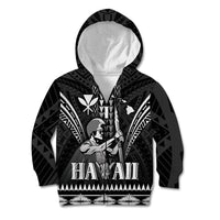 Personalised Hawaii Happy King Kamehameha Day Kid Hoodie Kakau Pattern LT05 Zip Hoodie Black - Polynesian Pride