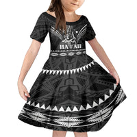 Personalised Hawaii Happy King Kamehameha Day Kid Short Sleeve Dress Kakau Pattern LT05 KID Black - Polynesian Pride