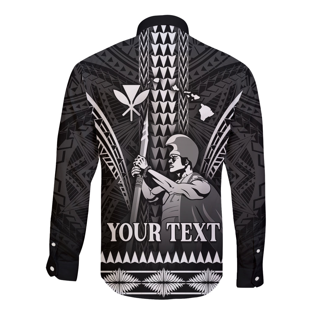 Personalised Hawaii Happy King Kamehameha Day Long Sleeve Button Shirt Kakau Pattern LT05 - Polynesian Pride