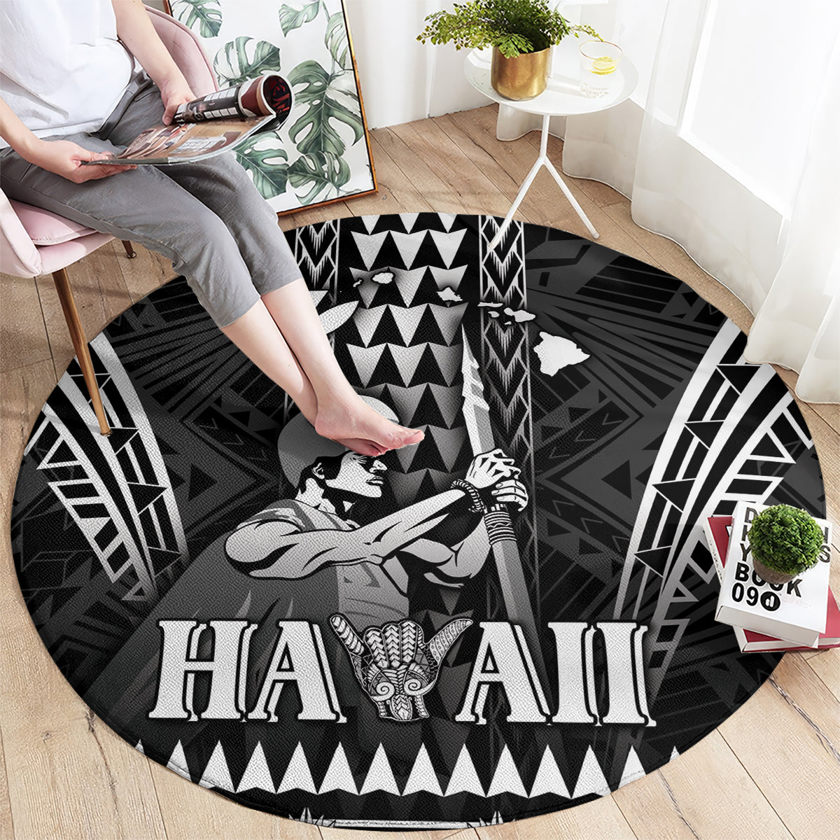 Hawaii Happy King Kamehameha Day Round Carpet Kakau Pattern LT05 - Polynesian Pride