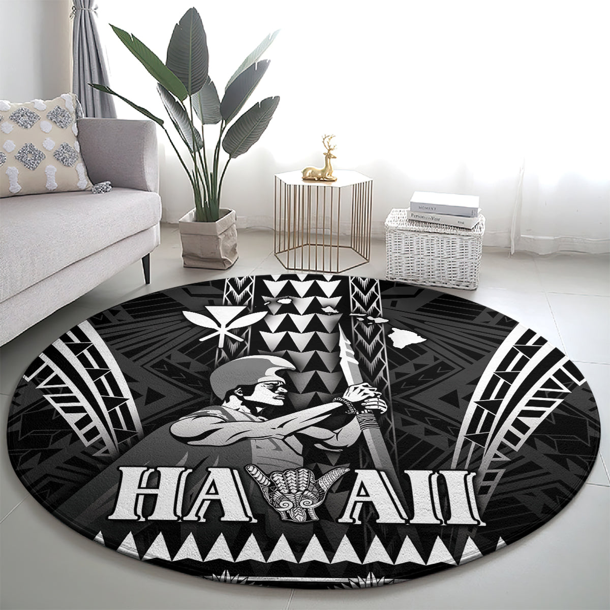 Hawaii Happy King Kamehameha Day Round Carpet Kakau Pattern LT05 - Polynesian Pride
