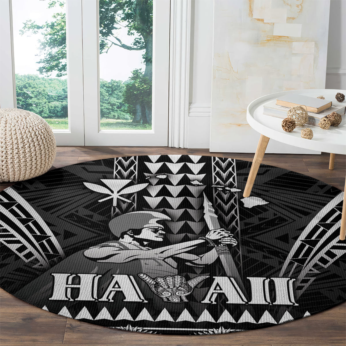 Hawaii Happy King Kamehameha Day Round Carpet Kakau Pattern LT05 - Polynesian Pride
