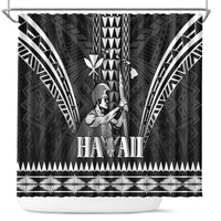 Hawaii Happy King Kamehameha Day Shower Curtain Kakau Pattern LT05 Black - Polynesian Pride