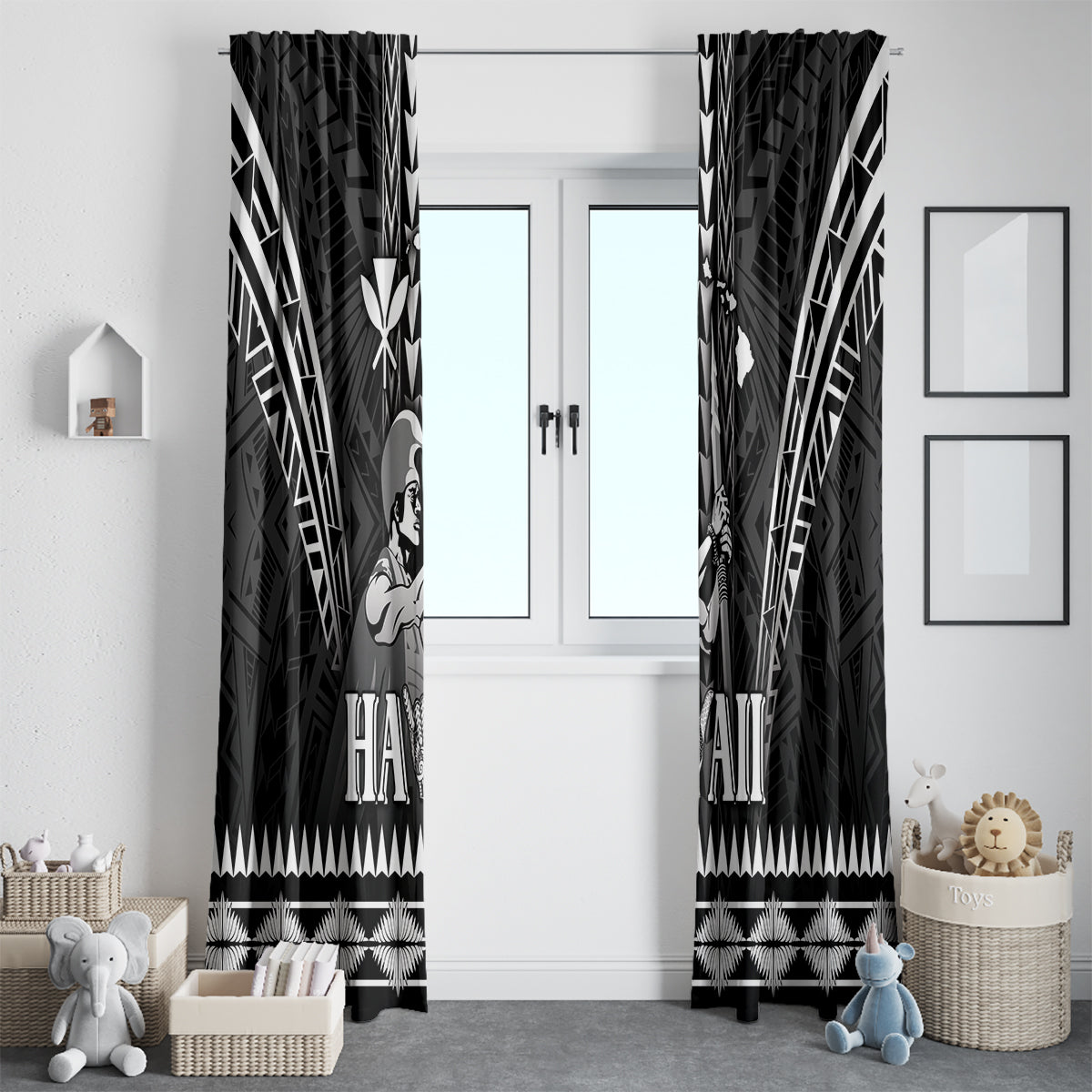 Hawaii Happy King Kamehameha Day Window Curtain Kakau Pattern LT05 - Polynesian Pride