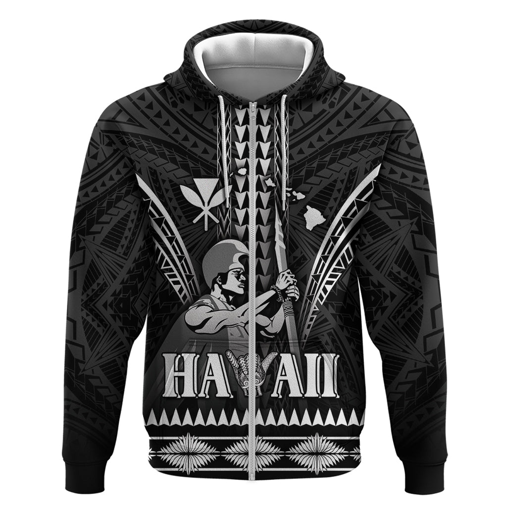 Personalised Hawaii Happy King Kamehameha Day Zip Hoodie Kakau Pattern