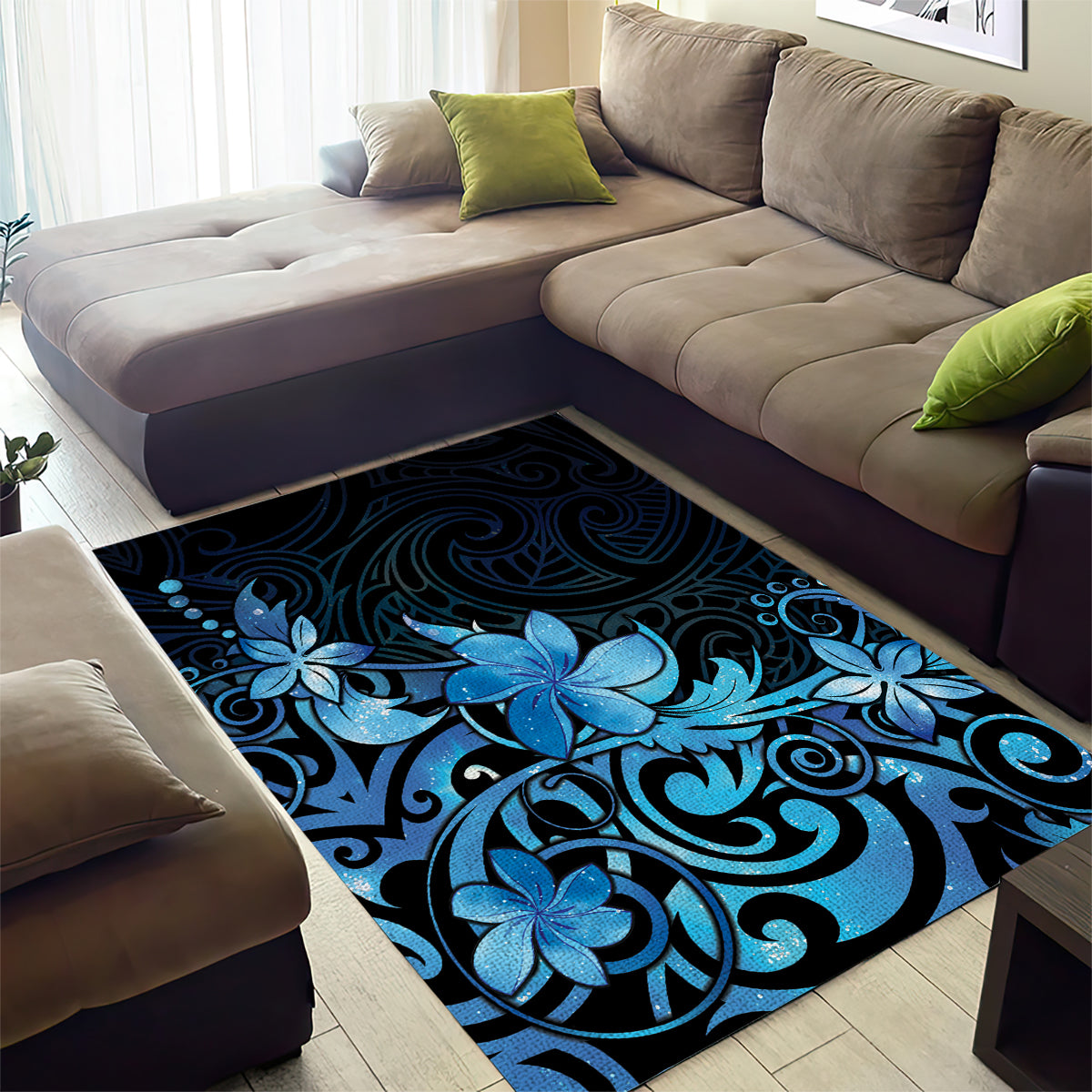 Matariki New Zealand Area Rug Maori Pattern Blue Galaxy LT05 - Polynesian Pride