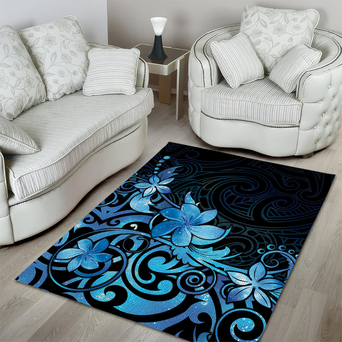 Matariki New Zealand Area Rug Maori Pattern Blue Galaxy LT05 - Polynesian Pride