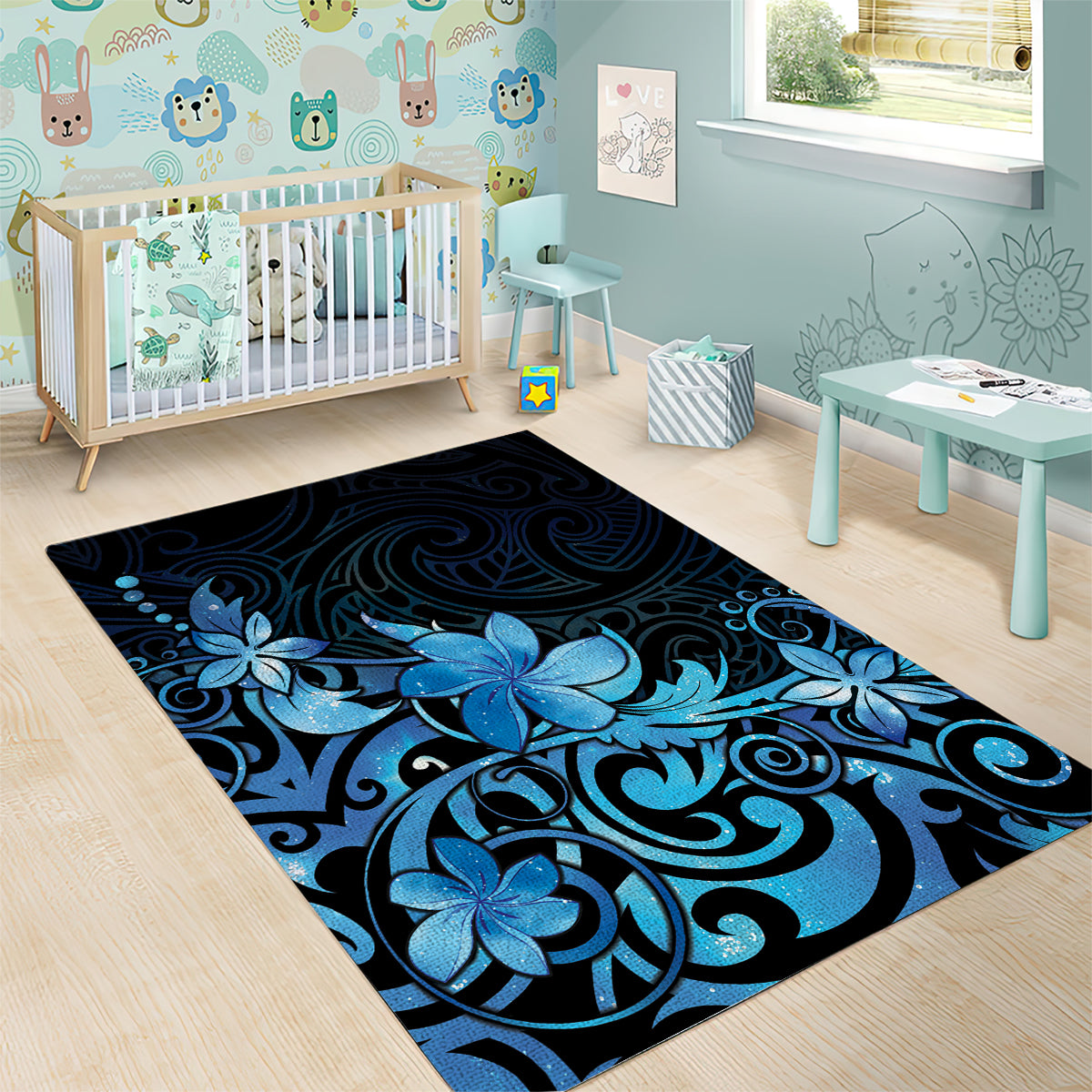 Matariki New Zealand Area Rug Maori Pattern Blue Galaxy LT05 - Polynesian Pride