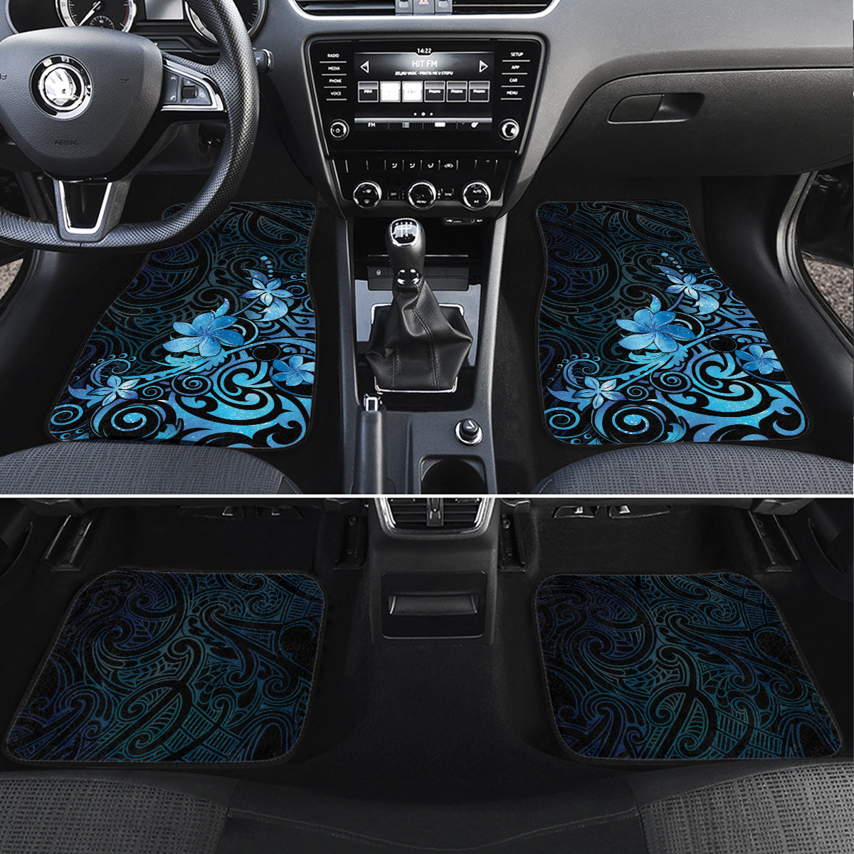 Matariki New Zealand Car Mats Maori Pattern Blue Galaxy