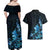 Matariki New Zealand Couples Matching Off Shoulder Maxi Dress and Hawaiian Shirt Maori Pattern Blue Galaxy