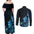 Matariki New Zealand Couples Matching Off Shoulder Maxi Dress and Long Sleeve Button Shirt Maori Pattern Blue Galaxy