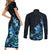 Matariki New Zealand Couples Matching Short Sleeve Bodycon Dress and Long Sleeve Button Shirt Maori Pattern Blue Galaxy