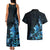 Matariki New Zealand Couples Matching Tank Maxi Dress and Hawaiian Shirt Maori Pattern Blue Galaxy