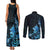 Matariki New Zealand Couples Matching Tank Maxi Dress and Long Sleeve Button Shirt Maori Pattern Blue Galaxy