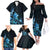 Matariki New Zealand Family Matching Off The Shoulder Long Sleeve Dress and Hawaiian Shirt Maori Pattern Blue Galaxy