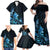 Matariki New Zealand Family Matching Off Shoulder Maxi Dress and Hawaiian Shirt Maori Pattern Blue Galaxy