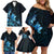 Matariki New Zealand Family Matching Off Shoulder Short Dress and Hawaiian Shirt Maori Pattern Blue Galaxy