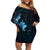 Matariki New Zealand Family Matching Off Shoulder Short Dress and Hawaiian Shirt Maori Pattern Blue Galaxy