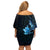 Matariki New Zealand Family Matching Off Shoulder Short Dress and Hawaiian Shirt Maori Pattern Blue Galaxy