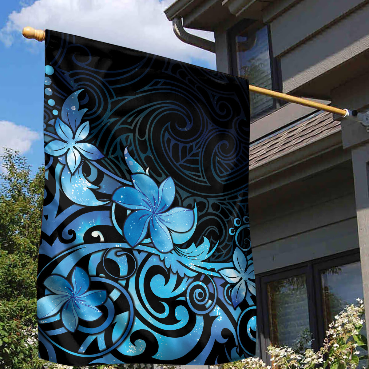 Matariki New Zealand Garden Flag Maori Pattern Blue Galaxy LT05 - Polynesian Pride