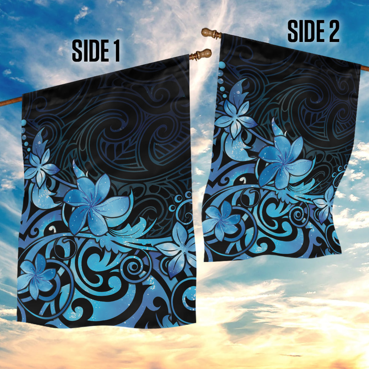 Matariki New Zealand Garden Flag Maori Pattern Blue Galaxy LT05 - Polynesian Pride