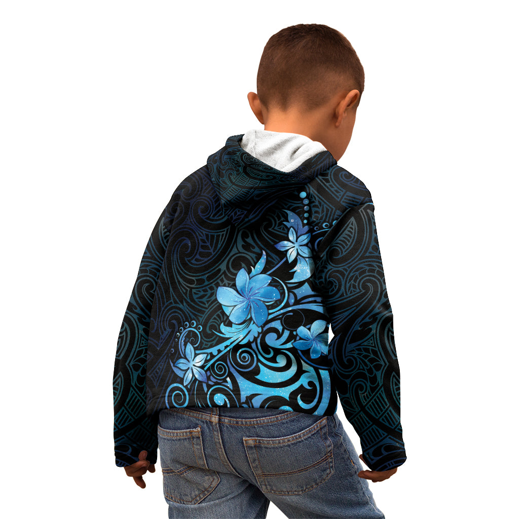 Matariki New Zealand Kid Hoodie Maori Pattern Blue Galaxy LT05 - Polynesian Pride