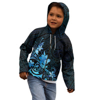 Matariki New Zealand Kid Hoodie Maori Pattern Blue Galaxy LT05 - Polynesian Pride