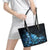 Matariki New Zealand Leather Tote Bag Maori Pattern Blue Galaxy