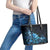 Matariki New Zealand Leather Tote Bag Maori Pattern Blue Galaxy