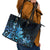 Matariki New Zealand Leather Tote Bag Maori Pattern Blue Galaxy