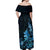 Matariki New Zealand Off Shoulder Maxi Dress Maori Pattern Blue Galaxy