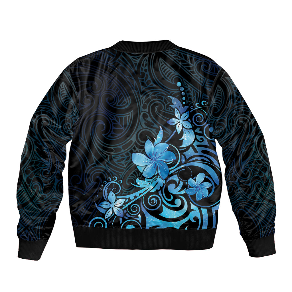 Matariki New Zealand Sleeve Zip Bomber Jacket Maori Pattern Blue Galaxy LT05 - Polynesian Pride